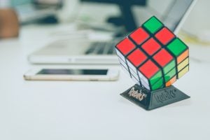 rubix cube sitting on desk