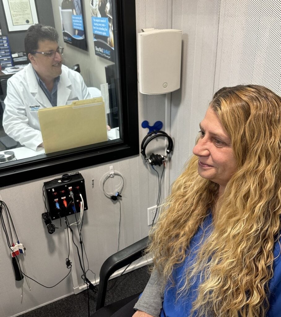 Performing an audio test at Gravenhurst Ontario Hearing Aid Clinic